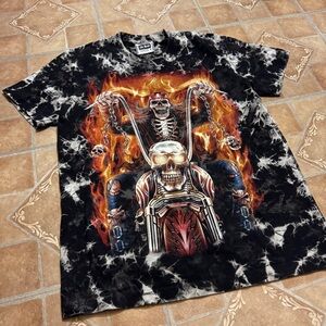 Vintage The Roxx "Ride to Hell" Biker Tee - Double Sided Graphic - Size M